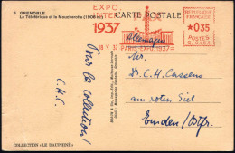 FRANKREICH 1937 (18.10.) Seltener AFS: PARIS-EXPO.1937/ PAX/ EXPO./ INTER. (Friedenssäule, Flaggen) Ausl.-Ak. (Eckbugspu - Other & Unclassified