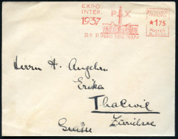 FRANKREICH 1937 (25.9.) Seltener AFS: PARIS-EXPO.1937/ PAX/ EXPO./ INTER. (Friedenssäule, Flaggen) Ausl.-Bf. N. Zürich - - Other & Unclassified