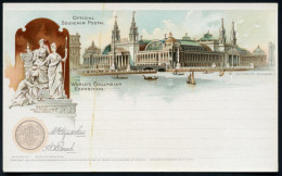 U.S.A. 1893 PP 1 C. Grant, Schw.: WORLD'S COLUMBIAN EXPOSITION.. (Ausstellungs-Pavillon (Hauptgebäude ?), Skulpturengrup - Sonstige & Ohne Zuordnung