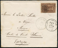 U.S.A. 1893 (Febr.) 5 C. Columbus-Expo, EF = Columbus Vor Isabella I. , Sauber Gest. Kleiner Übersee-Bf. In Die Schweiz  - Andere & Zonder Classificatie