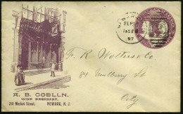 U.S.A. 1897 (30.9.) Reklame-PU. 2 C. "Columbian Expos. 1892" Viol.: A. B. COELLN / WINE MERCHANT / NEWARK, N.J. (= Weing - Autres & Non Classés