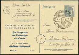 (10a) Niedersedlitz(Sachs)/ 1.Briefm.Schau 1948 (7.1.) SSt (Kopfbild Stephan) Auf Amtl.P 12 Pf. Arbeiter + Amtl.,  B L A - UPU (Universal Postal Union)