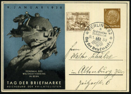 BERLIN W62/ A/ ..R.d.Ph./ Tag Der Briefmarke 1938 (9.1.) SSt Auf PP 3 Pf. Hindenbg., Braun: TAG DER BRIEFMARKE.. = UPU-D - UPU (Universal Postal Union)