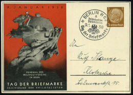 BERLIN W 62/ A/ ..R.d.Ph./ Tag Der Briefmarke 1938 (9.1.) SSt Auf PP 3 Pf. Hindenbg., Braun: TAG DER BRIEFMARKE.. = UPU- - UPU (Universal Postal Union)