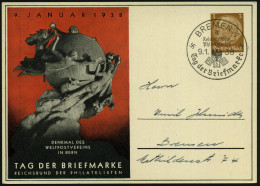 BREMEN 1/ A/ ..R.d.Ph./ Tag Der Briefmarke 1938 (9.1.) SSt Auf PP 3 Pf. Hindenbg., Braun: TAG DER BRIEMARKE.. = UPU-Denk - UPU (Universal Postal Union)