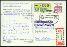 2000 HAMBURG 36/ XIXe/ Congrès UPU.. 1984 (18.6.) SSt Auf PP 60 Pf. Burgen: Post- U. Telegraphengebäude Hamburg 1882 (Mi - UPU (Union Postale Universelle)