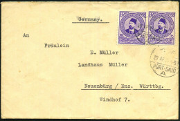 ÄGYPTEN 1934 (20.4.) 10 M. "10. UPU-Kongreß Kairo", Reine MeF: Paar , Rs. Viol. Schiffs-1L: M. S. "Saale", Klar Gest. Üb - UPU (Universal Postal Union)