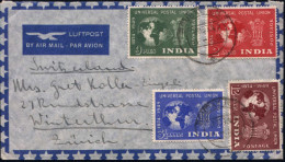 INDIEN 1949 (28.10.) "75 Jahre UPU", Kompl.Satz , Sauber Gest. Übersee-Flp.-Bf.!  (Mi.207/10) - WELTPOSTVEREIN - UNITED  - UPU (Union Postale Universelle)