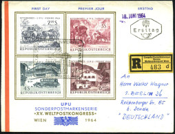 ÖSTERREICH 1964 (15.6.) SSt: WIEN WELTPOSTKONGRESS/39/CONGRES/POSTAL.. (Portal Hofburg) Auf Satzreiner UPU-Frankatatur + - UPU (Union Postale Universelle)