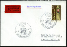 1080 BERLIN 8/ UIT/ WELTFERNMELDETAG 1988 (17.5.) SSt Auf EF 85 Pf. Postsäule Auf BRD-Eil-Bf. N. Köln, Rs. AS. (Mi.2856  - WPV (Weltpostverein)