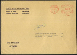 SCHWEIZ 1967 (17.7.) AFS: 1200 GENEVE 20/MONTBRILLANT/899 = U.I.T., 0020 C. Auf Übersee-Dienst-Bf.: UNION INTERNAT. DES  - UPU (Union Postale Universelle)