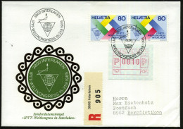SCHWEIZ 1985 (Sept.) 3800 INTERLAKEN/IPTT-WELTKONGRESS (Logo) Auf Paar 80 C. IPTT (Mi.1303 U.a.) + RZ: 3800 Interlaken,  - UPU (Universal Postal Union)