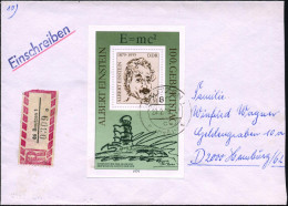 D.D.R. 1979 (12.3.) 1.- Mk  "100. Geburtstag Albert Einstein", EF Block = Kopfbild + Einsteinturm V. Mendelssohn (Anti-F - Other & Unclassified