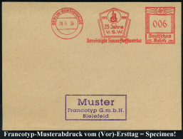 BERLIN-BORSIGWALDE/ 1911 1936/ 25 Jahre/ V.S.W./ Vereinigte Sauerstoffwerke 1936 (20.5.) AFS-Musterabdruck Francotyp "Ha - Sonstige & Ohne Zuordnung