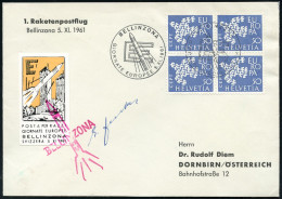 SCHWEIZ 1961 (5.11.) Europa-Rakete Bellinzona, Raketen-Vign. + Roter HdN, , 2x Raketen-SSt: BELLINZONA/ GIORNATA EUROPEE - Other & Unclassified