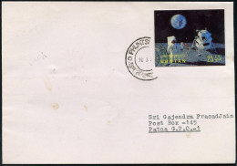 BHUTAN 1989 (18.3.) 25 Ch. "Apollo 11 Mondflug": Landfähre, Astronaut, Erde, 3-D-Marke! Wie EF (u.a. Rs.) Sauber Gest. A - Verenigde Staten