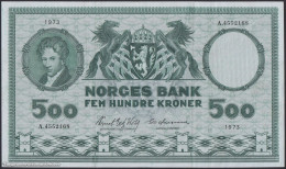 DWN - NORWAY 34f3 - 500 Kroner 1973 AVF   A.4552168 - Signatures: Wold & Ødegaard - Repaired - Norway