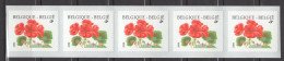 R104 (2977) En 2000 Fleur Buzin Géranium En Bande De 5 België Belgique Neuf ** - Rollen