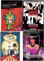 LOT 5 Cp Flyer Publicité CLOWN Cirque Plume Chevalet Peintre Kudlak ARTHUR YOGANE Magicienne Sorcière MAPPE CIRCUS Pomme - Cirque