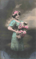 PHOTOGRAPHIE - Portrait - Femme- Colorisé - Carte Postale Ancienne - Fotografie