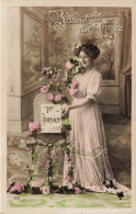 FÊTES - VŒUX - Bonne Année - Femme - Colorisé - Carte Postale Ancienne - Fotografie