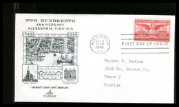 USA - FDC 1949 -   BICENTENNIAL ALEXANDRIA  VIRGINIA - 1941-1950