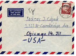 69807 - Bund - 1954 - 60Pfg Heuss I EF A LpBf GARMISCH-PARTENKIRCHEN -> Chicago, IL (USA) - Cartas & Documentos