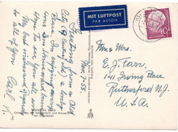 69817 - Bund - 1955 - 40Pfg Heuss I EF A LpAnsKte NUERNBERG -> Rutherford, NJ (USA) - Storia Postale