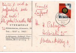 69821 - Bund - 1968 - 30Pfg CEPT '67 EF A Kte (li Gelocht) HILDESHEIM -> Finnland - Covers & Documents