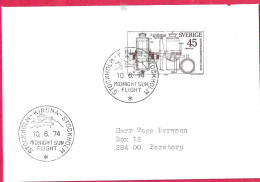 SVERIGE - MIDNIGHT SUN FLIGHT - STOCKHOLM/KIRUNA/STOCKHOLM *10.6.74* ON COVER - Brieven En Documenten