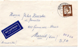 69823 - Bund - 1964 - 80Pfg Kleist EF A LpBf BREMEN -> Merrill, WI (USA) - Briefe U. Dokumente