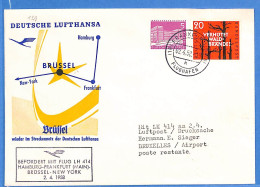 Berlin West 1958 Lettre Par Avion Poste Restante De Frankfurt - Frankfurt/Brussel/New York - Lufthansa (G22837) - Brieven En Documenten