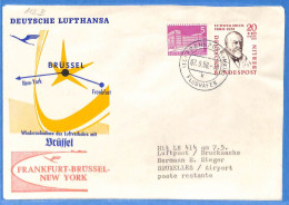 Berlin West 1958 Lettre Par Avion Poste Restante De Frankfurt - Frankfurt/Brussel/New York - Lufthansa (G22840) - Lettres & Documents