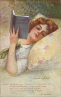 MONESTIER  SIGNED 1910s POSTCARD - WOMAN READING CIRANO DI BERGERAC - N.286 (4693) - Monestier, C.