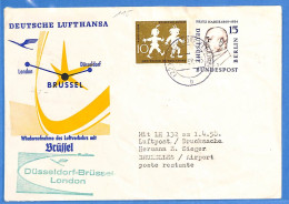 Berlin West 1958 Lettre Par Avion Poste Restante De Dusseldorf - Dusseldorf/Brussel/London - Lufthansa (G22841) - Briefe U. Dokumente