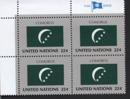 ONU    UNO   COMORES  COMOROS      DRAPEAU    BLOC X 4 TIMBRES NEUFS  MNH  + MARGES - Neufs