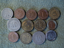 ALLEMAGNE. LOT DE 13 PIECES DE MONNAIE DIFFERENTES. 1874 / 1991 - Vrac - Monnaies