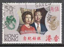Hong Kong 1972 A Single Stamp To Celebrate The 25th Anniversary Of The Wedding Of Queen And Prince Philip In Fine Used. - Usados