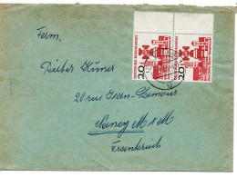 69842 - Bund - 1958 - 2@20Pfg Trierer Hauptmarkt A Bf FREIBURG -> Frankreich - Lettres & Documents