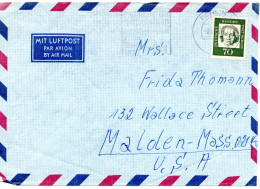 69847 - Berlin - 1967 - 70Pfg Beethoven EF A LpBf BERLIN - ... -> Malden, MA (USA) - Storia Postale
