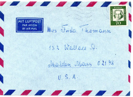 69848 - Berlin - 1967 - 70Pfg Beethoven EF A LpBf BERLIN -> Malden, MA (USA) - Cartas & Documentos