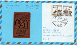 69854 - Bund - 1978 - 30&60Pfg B&S PGAAerogramm SoStp FRANKFURT - NAPOSTA -> Holmes Beach, FL (USA) - Briefmarkenausstellungen