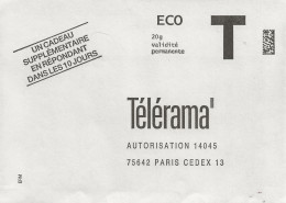 Enveloppe T , Télérama, Eco 20gr - Cartas/Sobre De Respuesta T