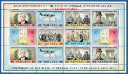 VANUATU  1990  CHARLES DE GAULLE BIRTHDAY CENTENARY M.S.  S.G. 553a  U.M. - Vanuatu (1980-...)