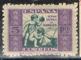 Sello BENEFICENCIA España, 5 Pts Rieusset, Edifil Num 8 ** - Bienfaisance