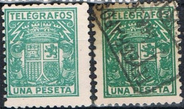 Dos Sellos Telegrafos España, Sobrecarga, Variedad De Color, Edifil Num 73-73a */º - Télégraphe