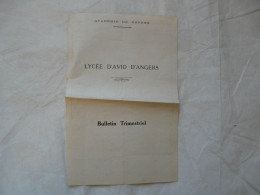 VIEUX PAPIERS - BULLETIN TRIMESTRIEL : Lycée DAVID D'ANGERS 1941-42 - JAMES Robert - Diplômes & Bulletins Scolaires