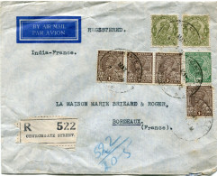 INDE ANGLAISE LETTRE RECOMMANDEE PAR AVION DEPART CHURCHGATE 27 MAY 37 POUR LA FRANCE - 1936-47 Roi Georges VI