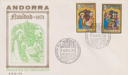 Enveloppe FDC  1er Jour   ANDORRE  ANDORRA   Noël  1973 - Autres & Non Classés