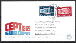 PAYS-BAS. N°893-4 Sur Enveloppe 1er Jour (FDC) De 1969. Europa'69. - 1969